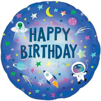 Happy-Birthday-Ballon Astronaut und Ausserirdische