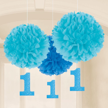 Decorazioni di pompon da appendere 1° compleanno ragazzo - Bellefete.ch - Svizzera