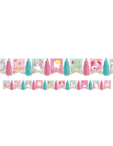 Ghirlanda con pompon unicorno compleanno - Bellefete.ch - Svizzera - Decorazioni di compleanno Unicorno