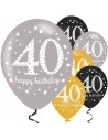 Luftballons zum 40. Geburtstag in Grau, Schwarz und Gold