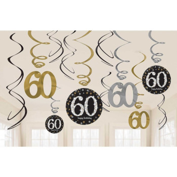 Geburtstagsdekorationen 60 Jahre zum Aufhängen "Happy Birthday" - Bellefete.ch - Schweiz - Partydekoration 60 Jahre 2