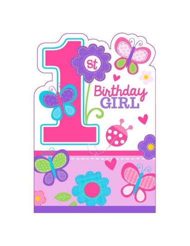 Invitations 1 an fille fleurs
