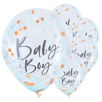 Ballons aus Konfetti "Baby Boy" - Bellefete.ch - Schweiz - Baby Shower Dekorationen