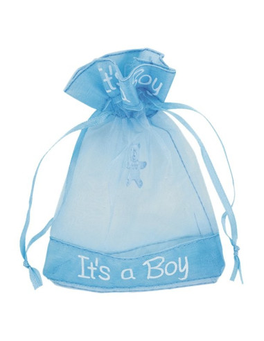 Clutch aus Organza Blau „C'est un garçon“ - Bellefete.ch - Schweiz - Geschenk Clutches