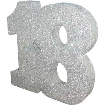 Decorazione da tavola con paillettes argentate "18 anni" - Bellefete.ch - Svizzera - Centrotavola 18 anni