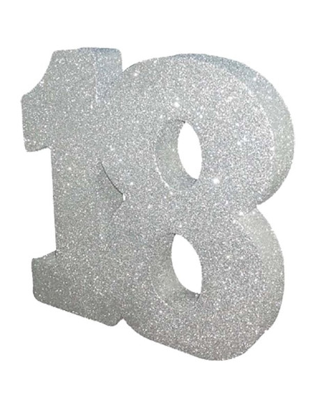 Decorazione da tavola con paillettes argentate "18 anni" - Bellefete.ch - Svizzera - Centrotavola 18 anni