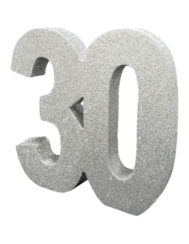 Decorazione da tavola con paillettes argentate "30 anni" - Bellefete.ch - Svizzera - Centrotavola 30 anni