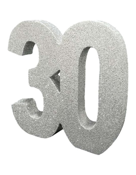 Decorazione da tavola con paillettes argentate "30 anni" - Bellefete.ch - Svizzera - Centrotavola 30 anni