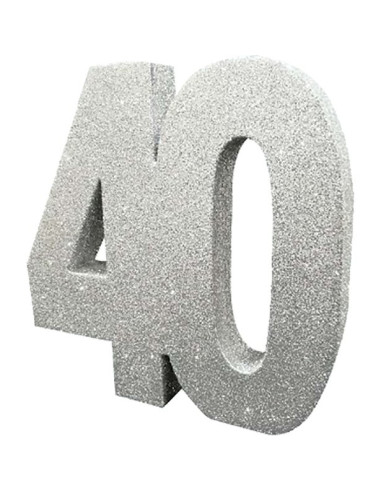 Decorazione da tavola con paillettes argentate "40 anni" - Bellefete.ch - Svizzera - Centrotavola 40 anni
