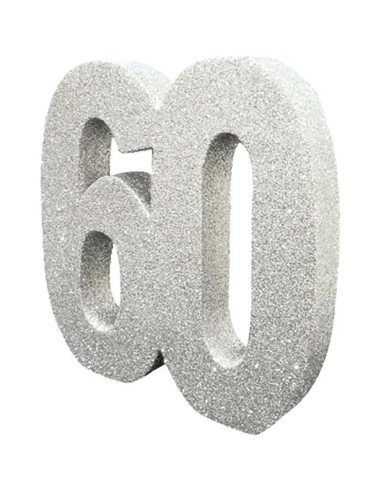 Tischdekoration mit silbernen Pailletten "60 Jahre" - Bellefete.ch - Schweiz - Tafelaufsatz 60 Jahre