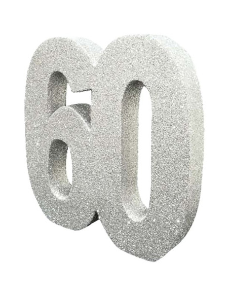 Decorazione da tavola con paillettes argentate "60 anni" - Bellefete.ch - Svizzera - Centrotavola 60 anni