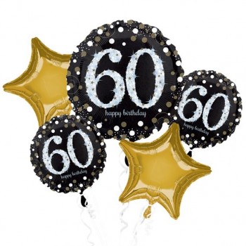Bouquet de ballons aluminium anniversaire 60 ans