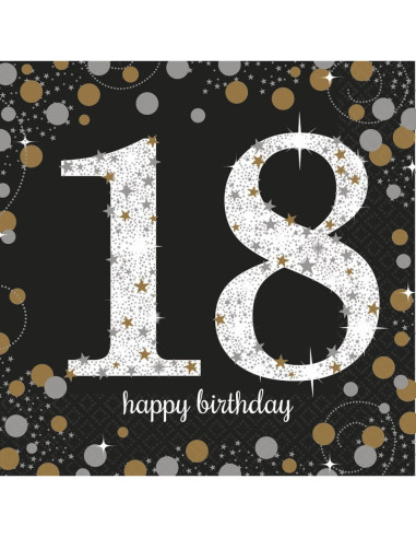 Tovaglioli 18 anni "Buon compleanno" - Decorazioni per feste per adulti - Bellefete.ch - Svizzera