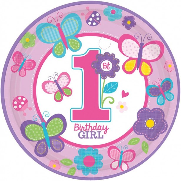 Teller zum ersten Geburtstag eines Mädchens
