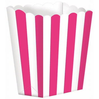 Scatole per popcorn a righe Rosa Vif - Decorazione da tavola per feste - Bellefete.ch - Svizzera 2