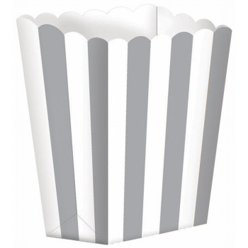 Scatole di popcorn a righe argentate - Decorazione da tavola per feste - Bellefete.ch - Svizzera 2