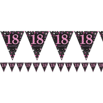 Girlande 18 Jahre Rosa "Happy Birthday" - Partydekoration für Erwachsene - Bellefete.ch - Schweiz