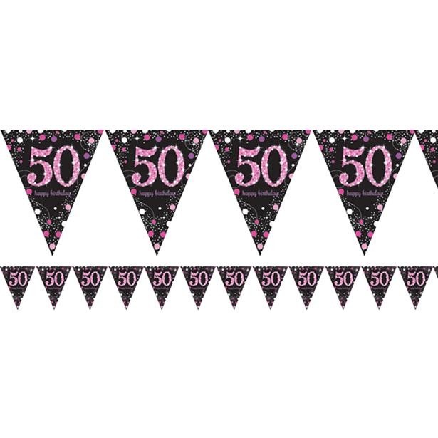 Ghirlanda Rosa 50 Anni “Buon Compleanno”
