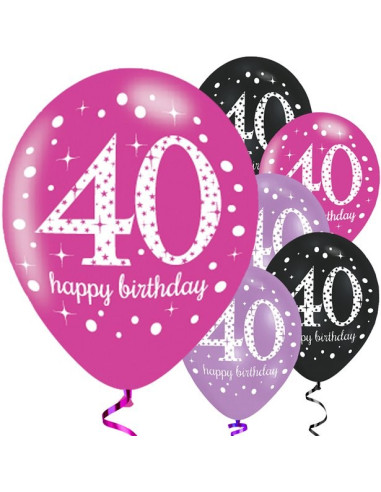 Luftballons 40 Jahre Rosa "Happy Birthday" - Geburtstagsdekoration für Erwachsene - Bellefete.ch - Schweiz