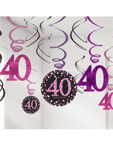 Decorazioni 40 Anni Rosa "Buon Compleanno" - Decorazione di festa per adulti - Bellefete.ch - Svizzera