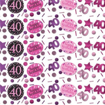 confettis anniversaire 40 ans rose
