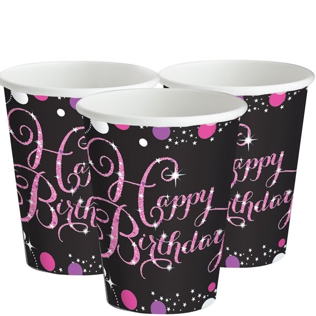 eleganti tazze di compleanno rosa