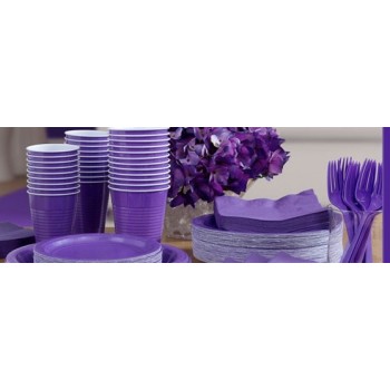 vaisselle de fête violet en plastique sur www.bellefete.ch en Suisse