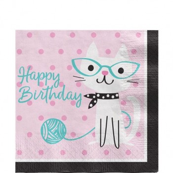 serviettes anniversaire  à thème des chats