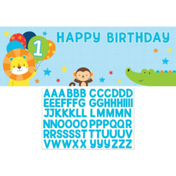 Striscione gigante "1° Compleanno Ragazzo & Safari" - Decorazioni primo compleanno - Bellefete.ch - Svizzera