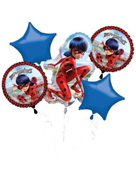 Geburtstags-Aluminium-Ballonstrauß "Miraculous" - Partydekoration für Kinder - Bellefete.ch - Schweiz