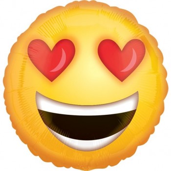 Emoji di palloncini di compleanno metallici con cuori sorridenti