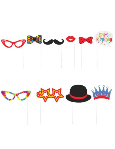 Accessori per foto di compleanno a tema circo - Kit per fototessere per feste di bambini