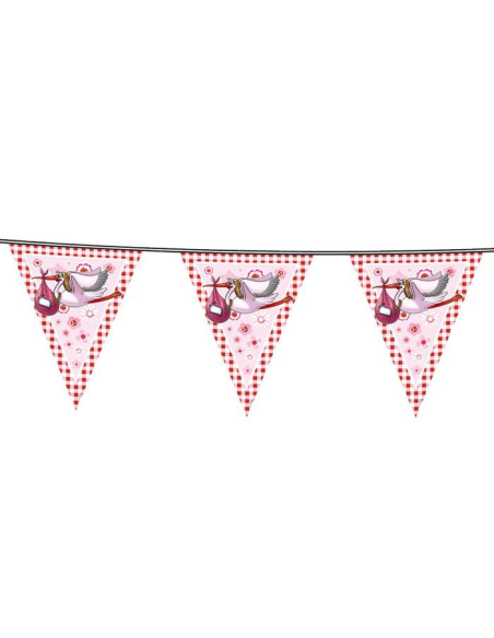 ghirlanda per baby shower con cicogna rosa