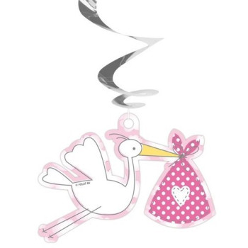 Décorations à suspendre "Cigogne Rose" - Déco Baby Shower - Bellefete.ch - Suisse 2