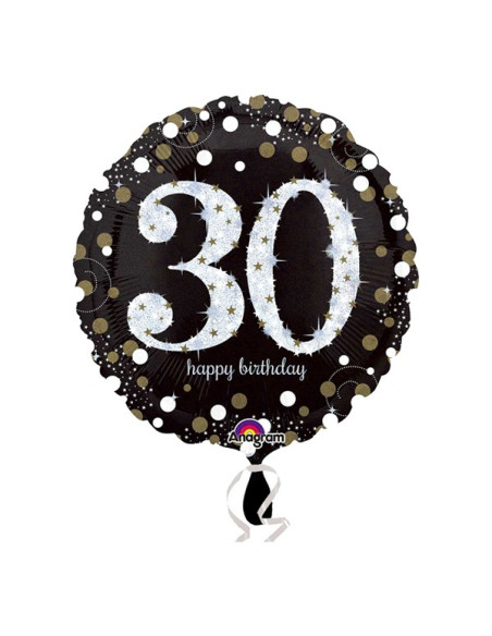 PALLONCINO IN ALLUMINIO COMPLEANNO 30 ANNI GRIGIO