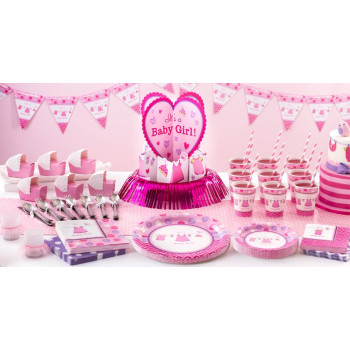 Assiettes à dessert "Baby Shower Rose" - Déco de table Baby Shower 2