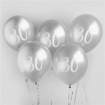 Ballons de fête 30 ans en argent - Décorations d'anniversaire 30 ans - Suisse 2