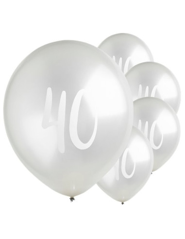 Ballons de fête 40 ans en argent - Décorations de fête 40 ans - Bellefete.ch