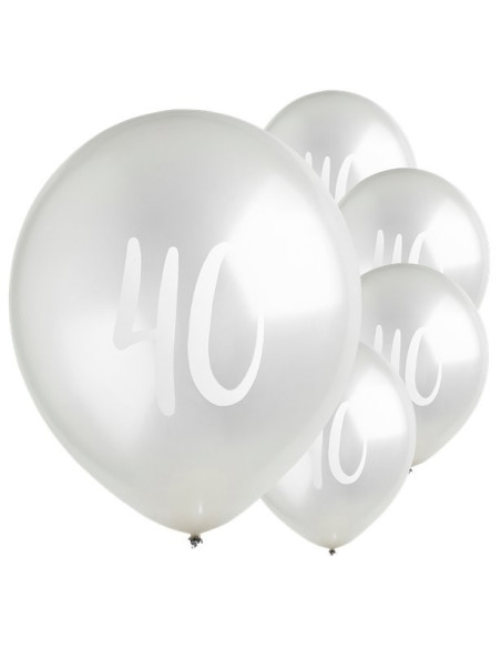 Ballons de fête 40 ans en argent - Décorations de fête 40 ans - Bellefete.ch