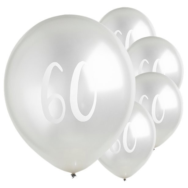 Luftballons zum 60. Geburtstag aus silbernem Latex