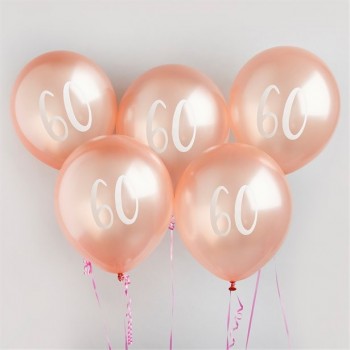 Roségoldene Luftballons zum 60. Geburtstag in der Schweiz
