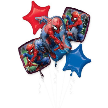 Bouquet de 5 Ballons SpiderMan Anniversaire - Bellefete.ch - Suisse - Décorations d'anniversaire Spiderman