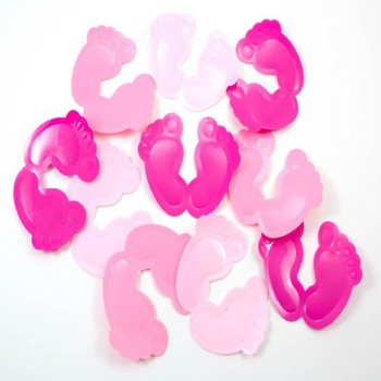 Grands confettis en forme de pieds couleur rose