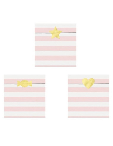 Leckerlibeutel mit rosa Streifen und goldenen Aufklebern