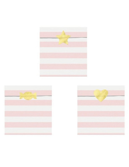 Leckerlibeutel mit rosa Streifen und goldenen Aufklebern