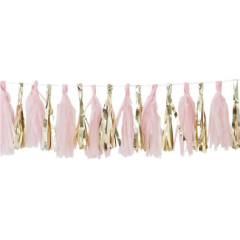 Ghirlanda con pompon Rosa e Oro - Decorazione festiva - Bellefete.ch - Svizzera 2