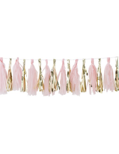 Rosa Bommelgirlande Babyparty rosa