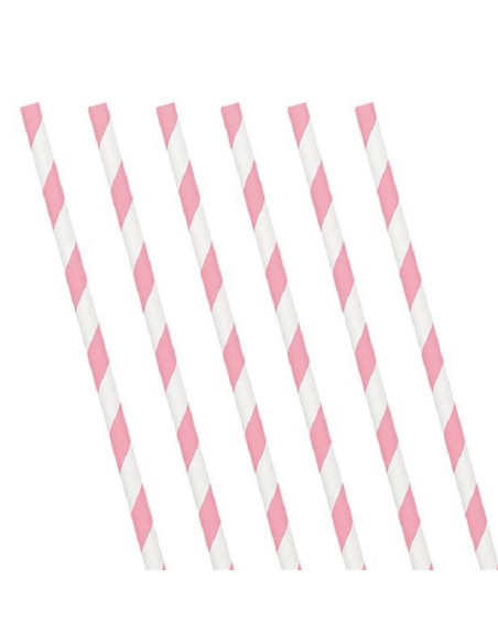 PAILLE EN PAPIER ROSE CLAIR RAYURES