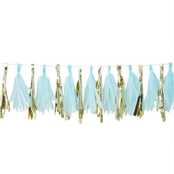 Blau und Gold Pompon Girlande - Festtagsdekoration - Bellefete.ch - Schweiz 2