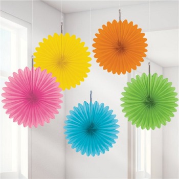 5 Éventails de fête en papier Rainbow - Décorations de fête arc-en-ciel - Bellefete.ch